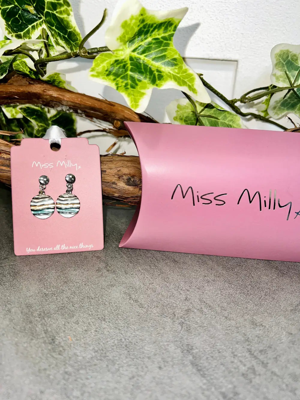 Miss Milly Striped Circle Earrings GREEN MINK