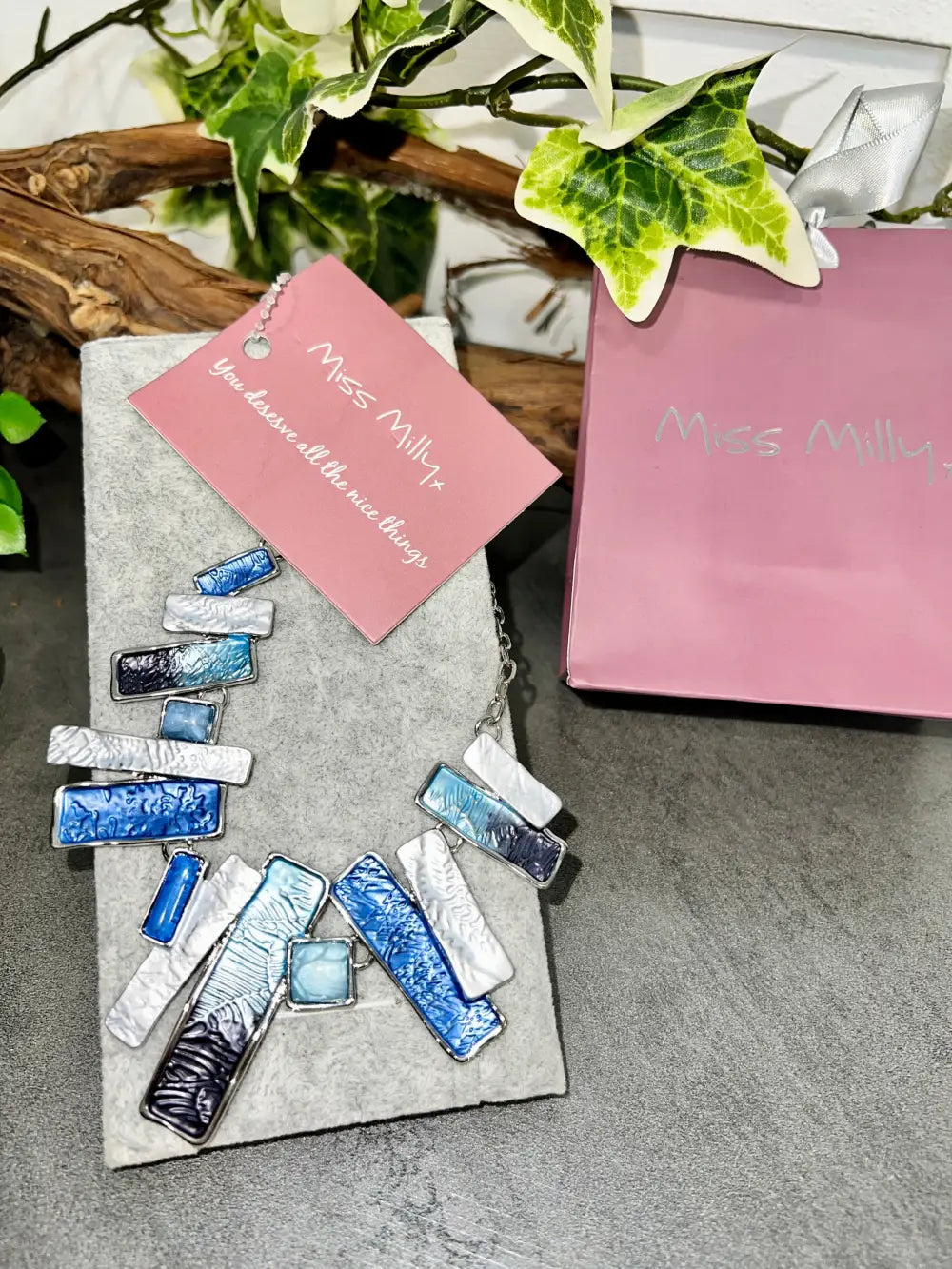 Miss Milly Textured Necklace BLUE GREY