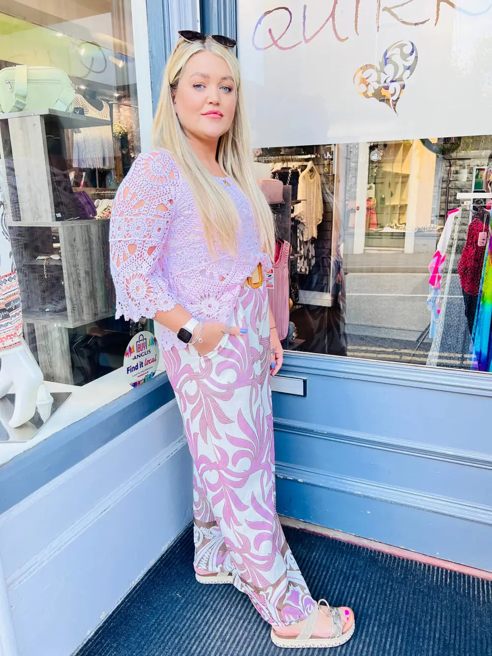 Morgan Pattern Belted Trousers DUSKY PINK