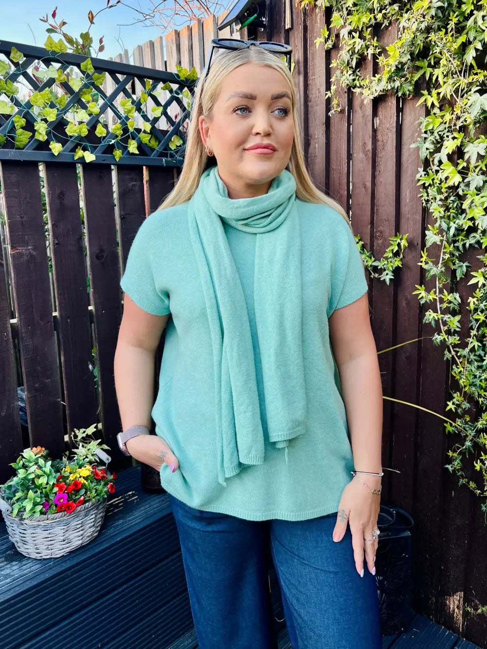 Nadia Tank Top With Scarf SAGE