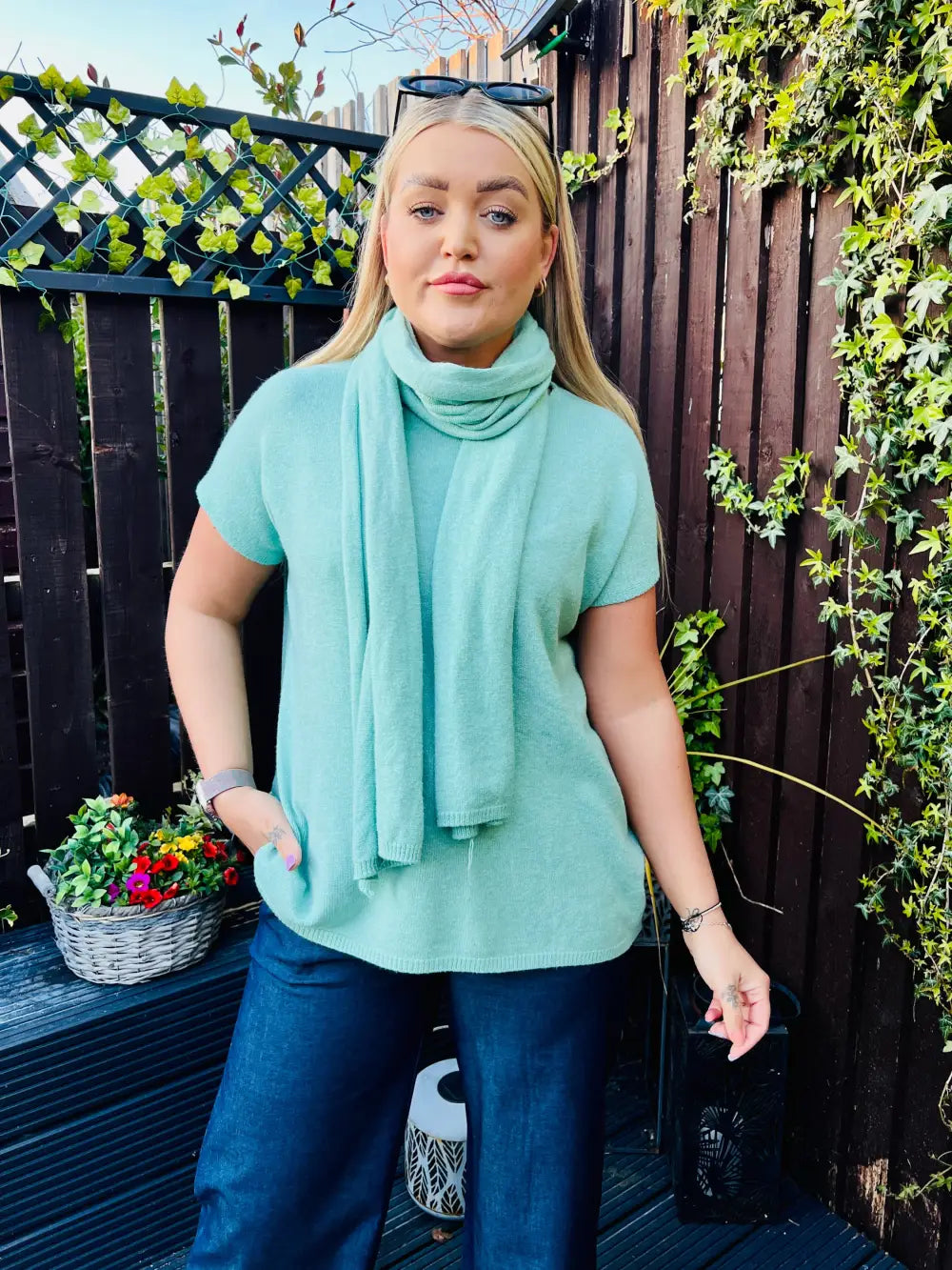 Nadia Tank Top With Scarf SAGE