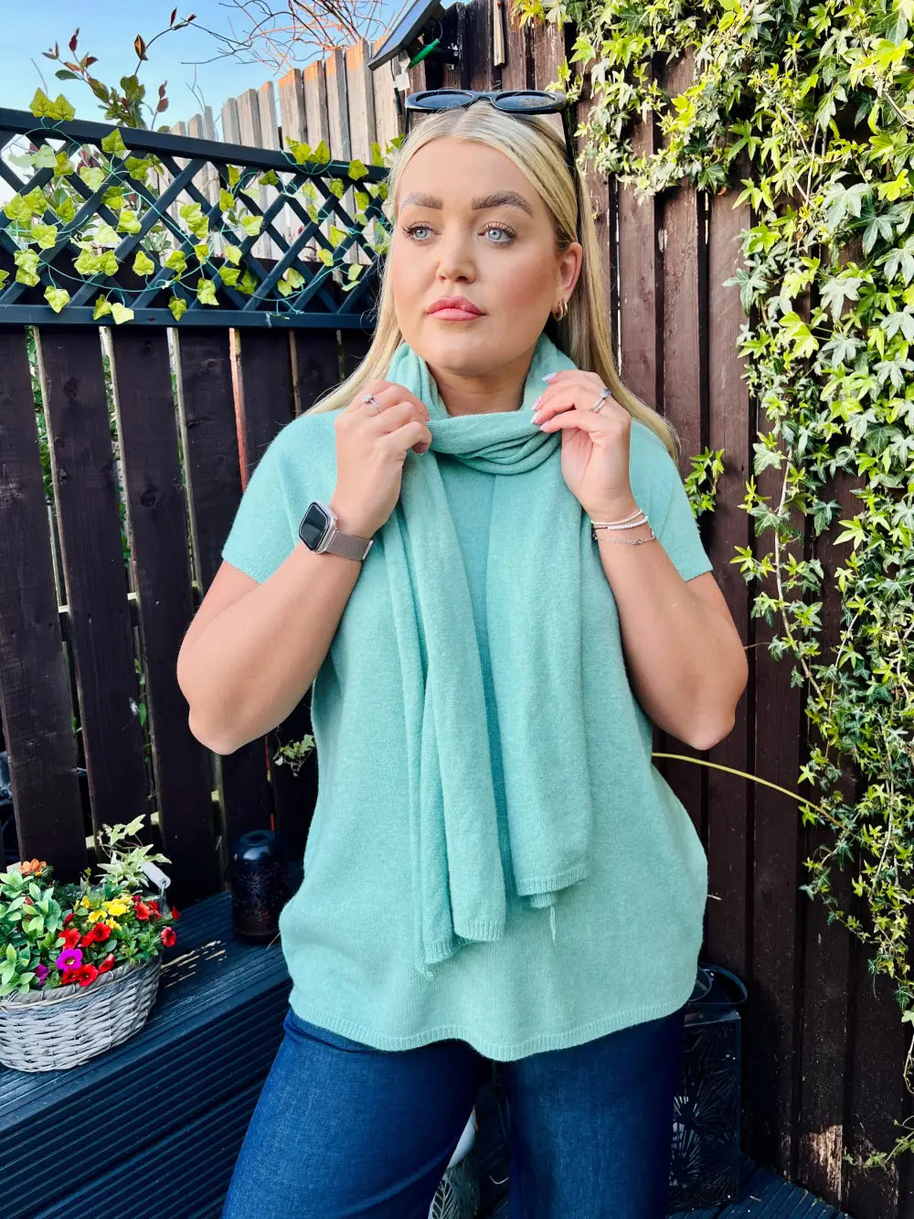 Nadia Tank Top With Scarf SAGE