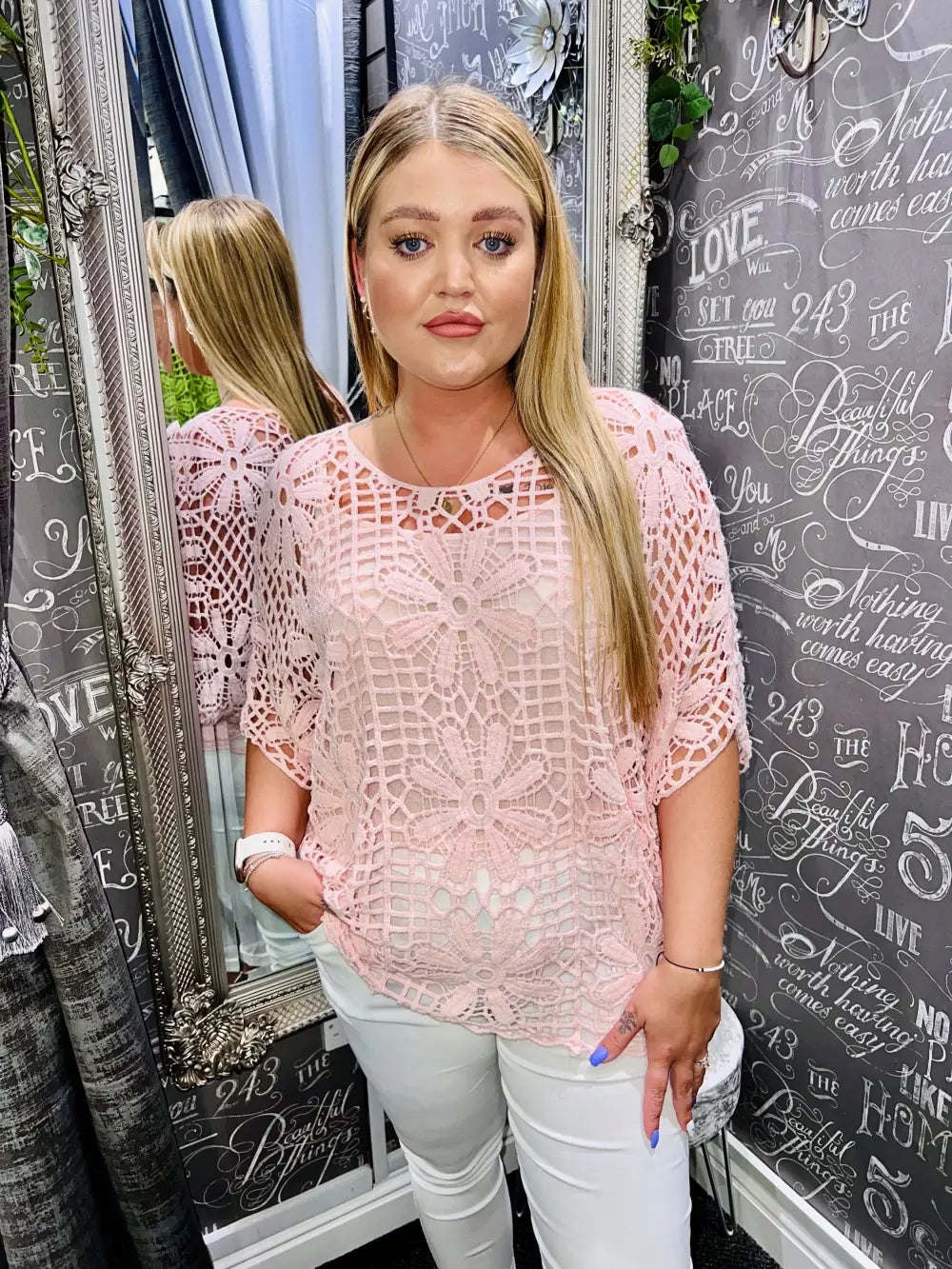 Natalia Crochet and Vest PALE PINK