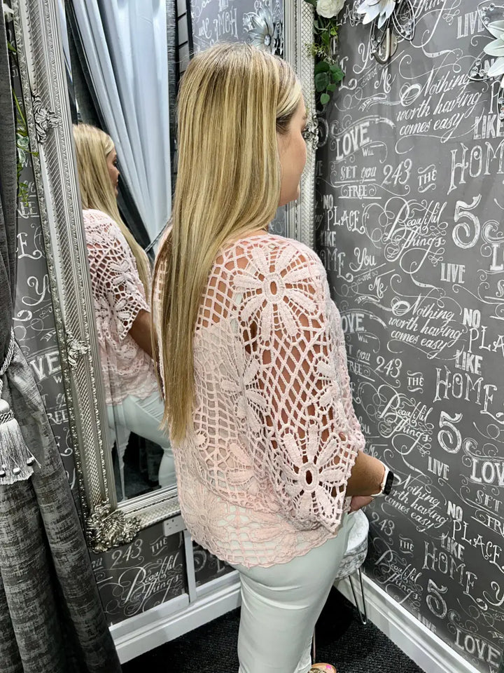 Natalia Crochet and Vest PALE PINK