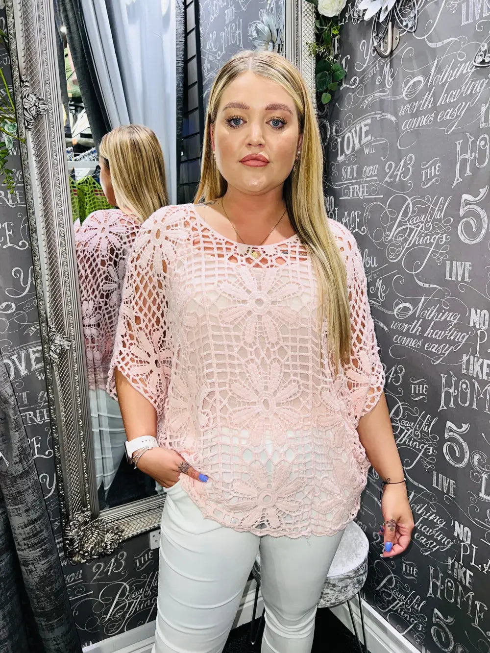 Natalia Crochet and Vest PALE PINK