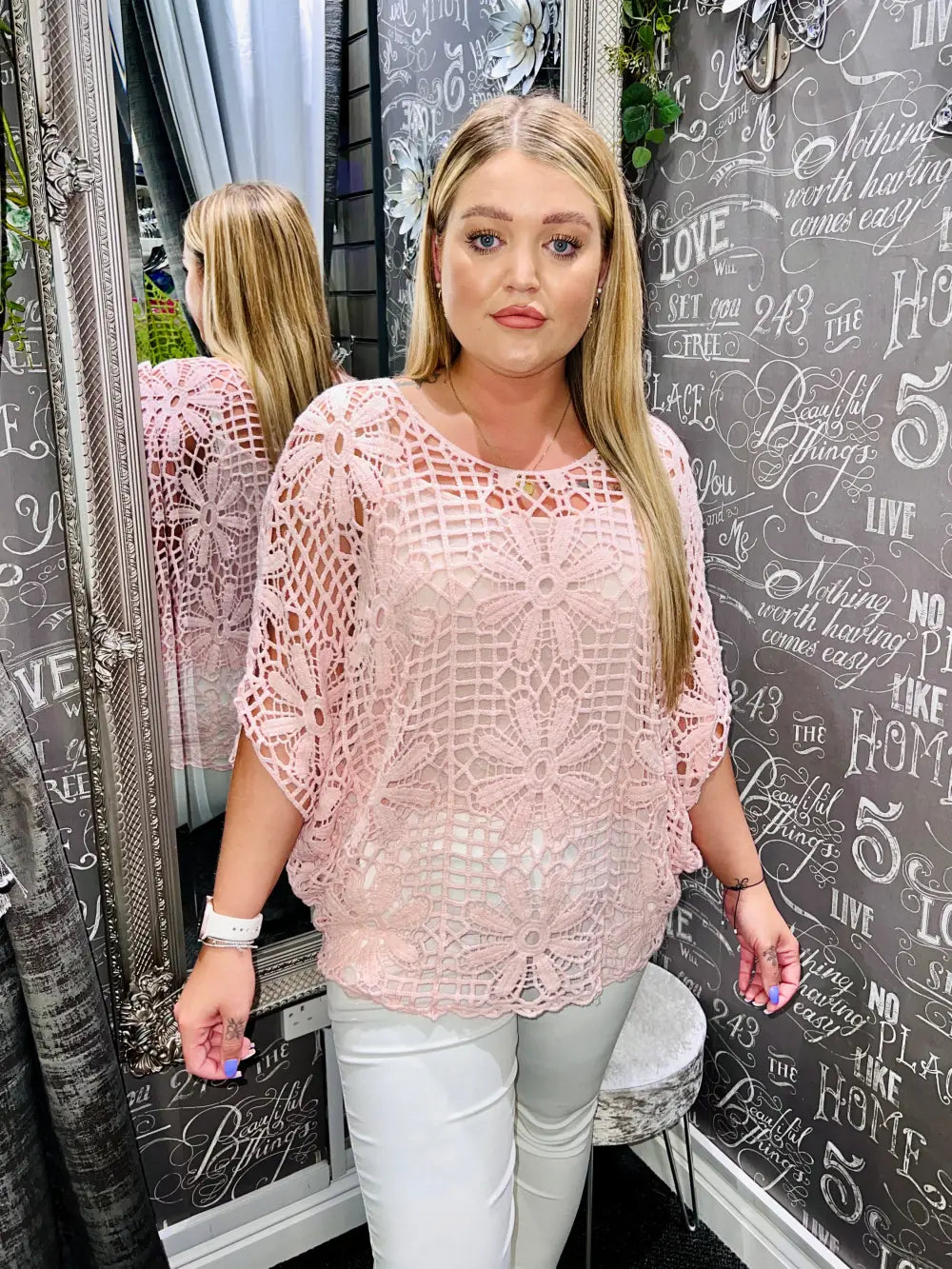 Natalia Crochet and Vest PALE PINK