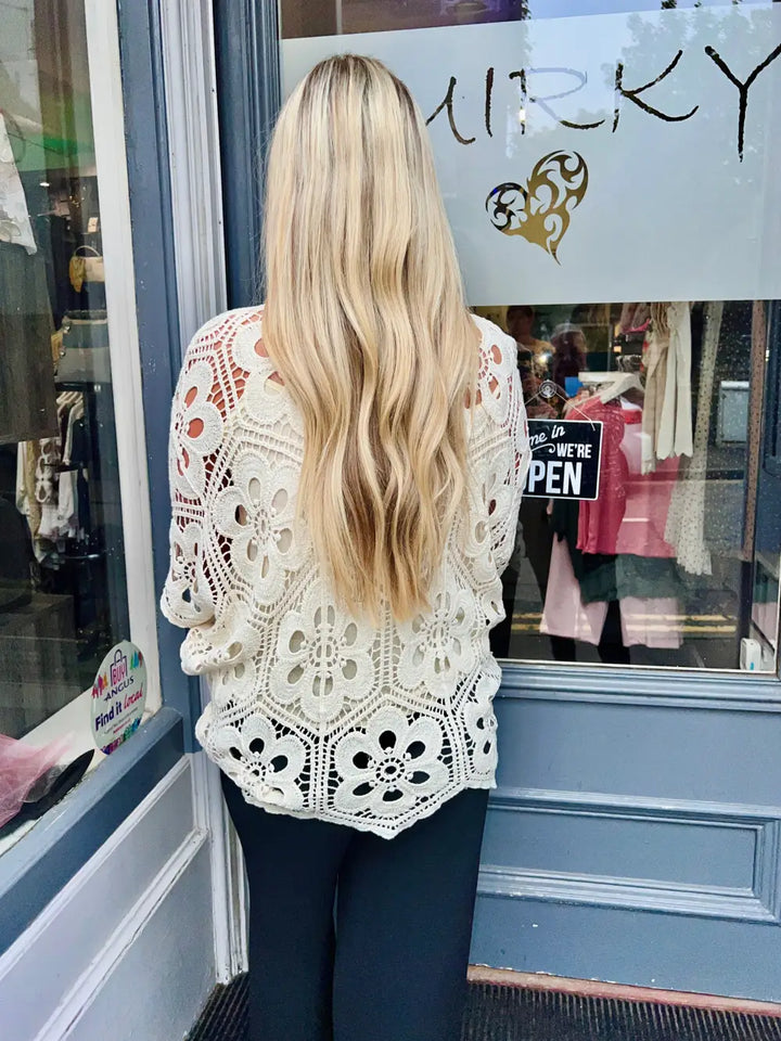 Natalia Floral Crochet With Vest CREAM