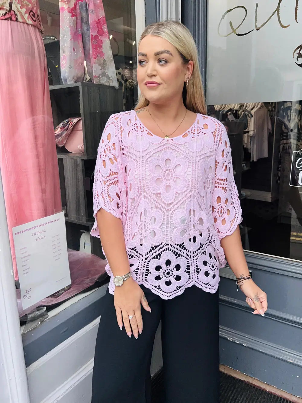 Natalia Floral Crochet With Vest LIGHT PINK