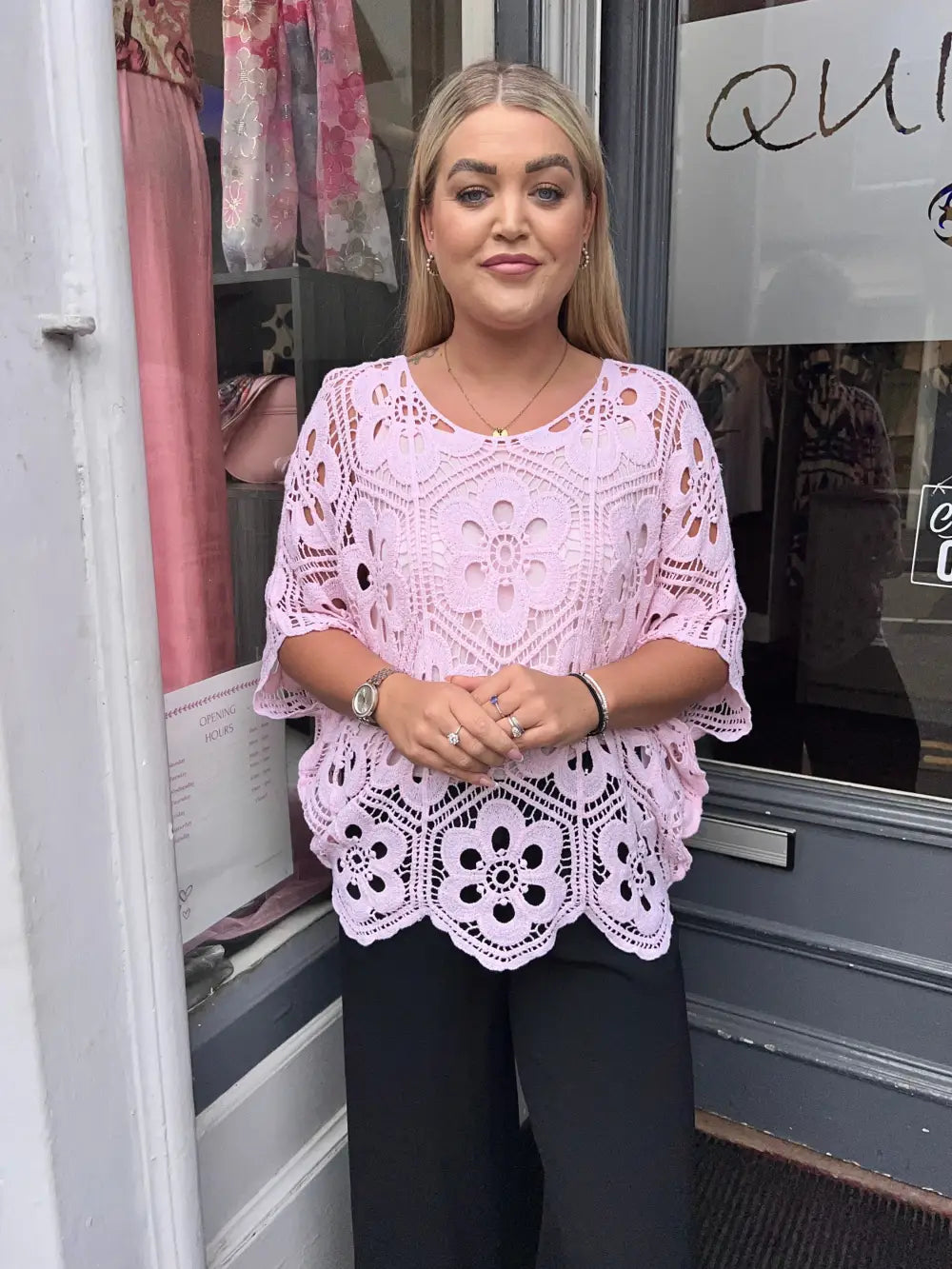 Natalia Floral Crochet With Vest LIGHT PINK