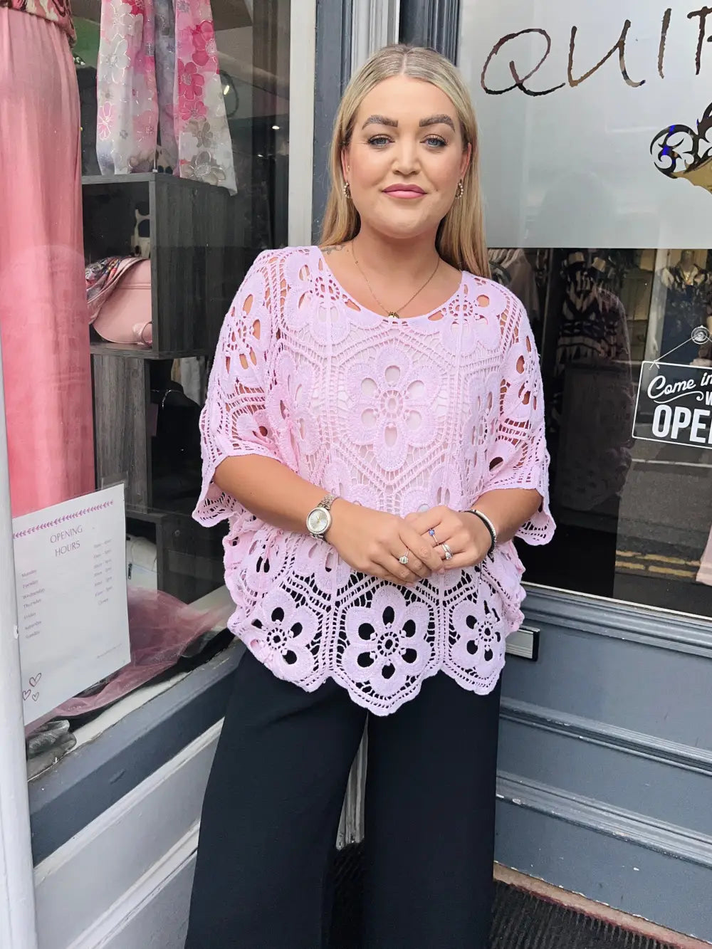Natalia Floral Crochet With Vest LIGHT PINK