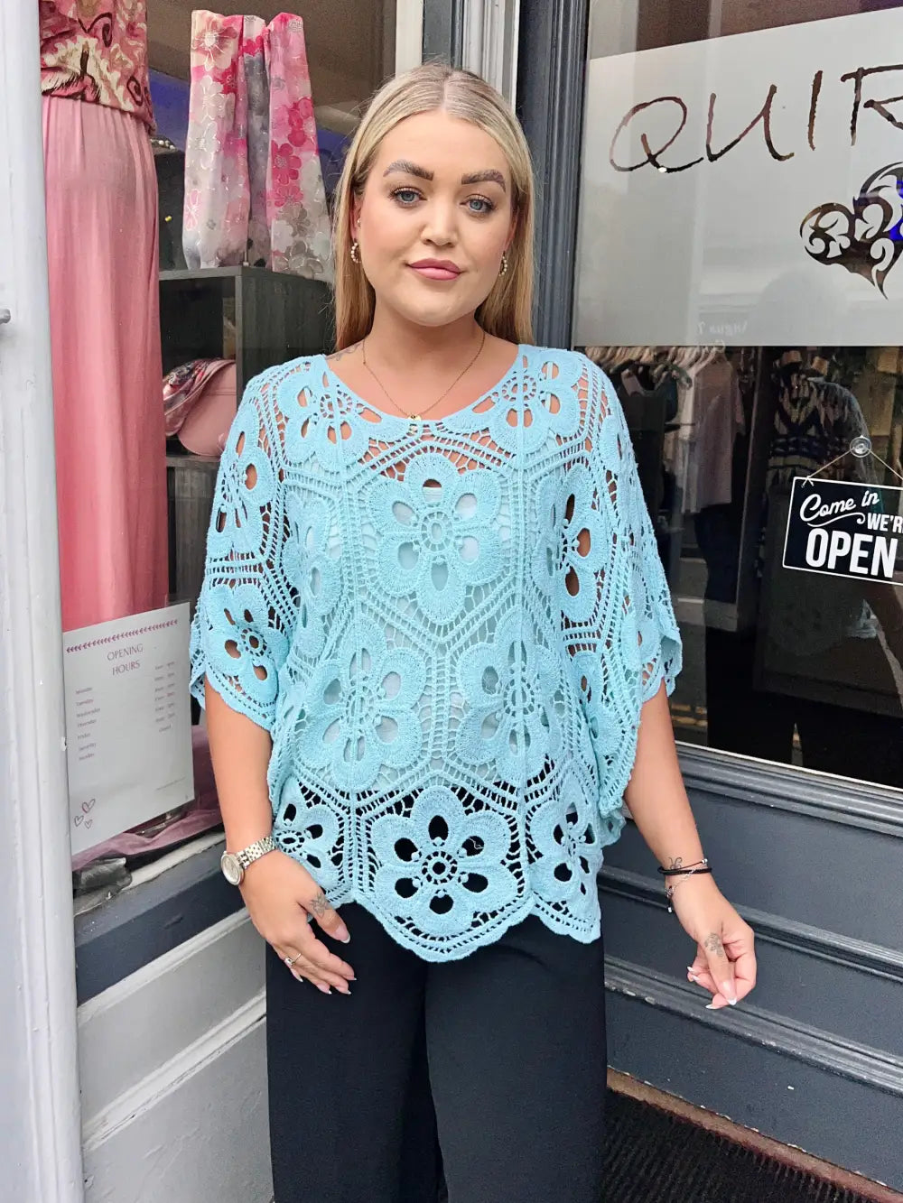 Natalia Floral Crochet With Vest MINT