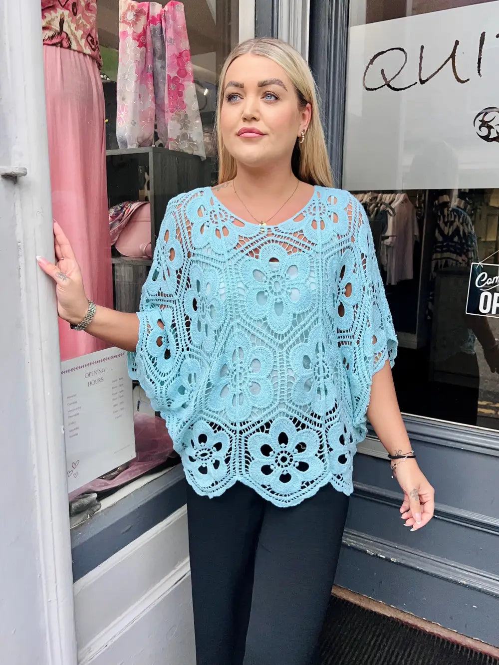 Natalia Floral Crochet With Vest MINT