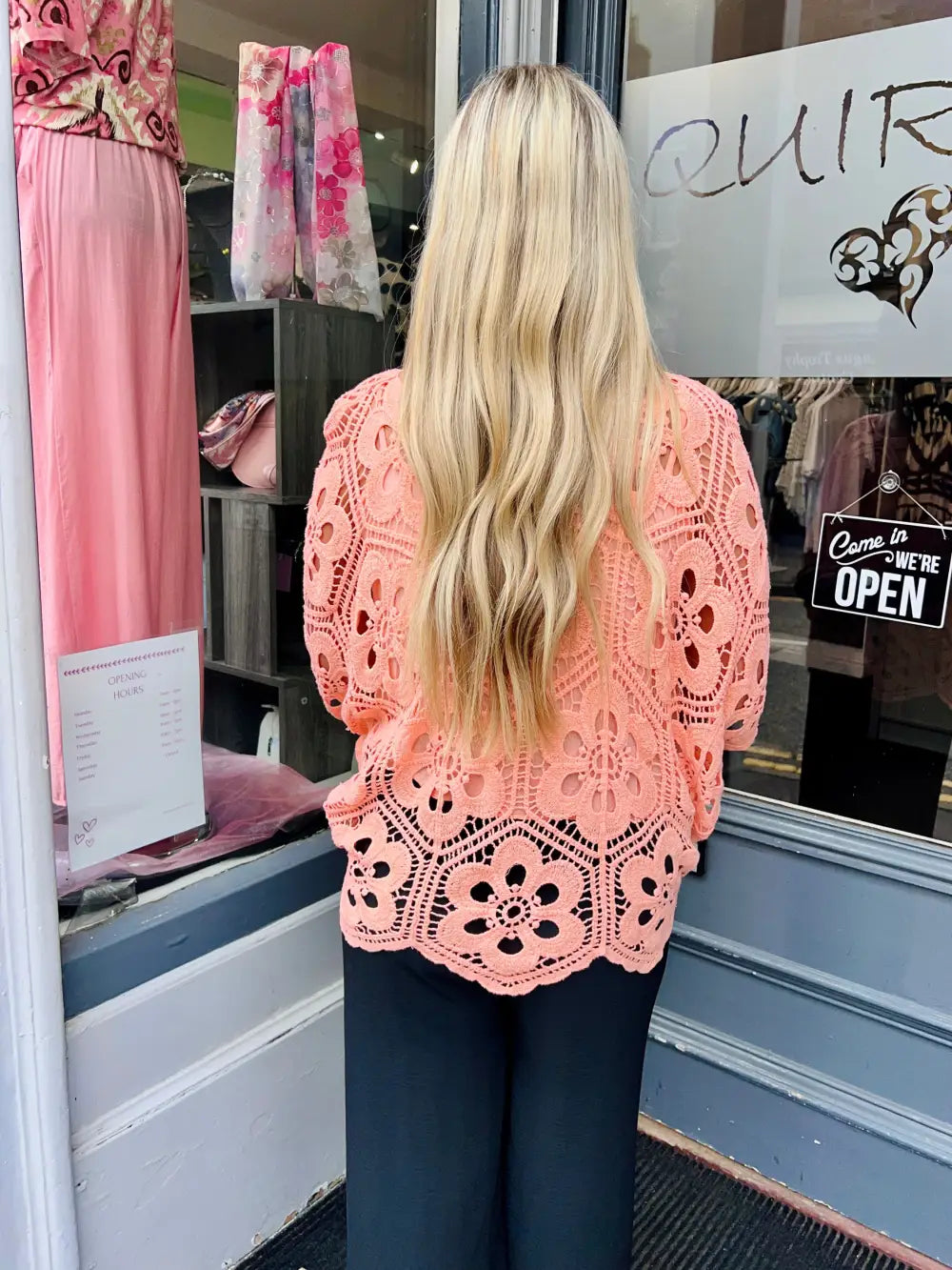 Natalia Floral Crochet With Vest PEACH