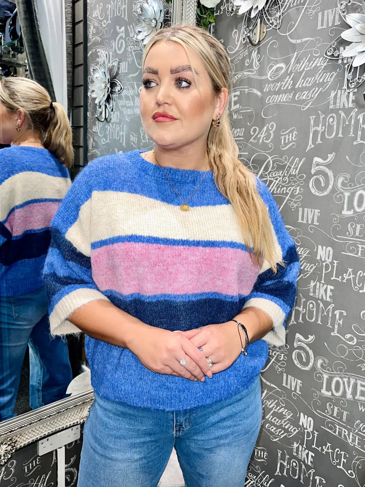 Ness Short Sleeve Striped Jumper BLUE