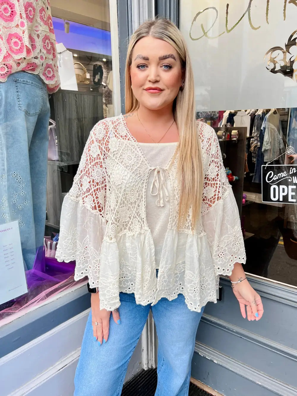 Orla Lacey Tie Cardigan BEIGE - Knitwear