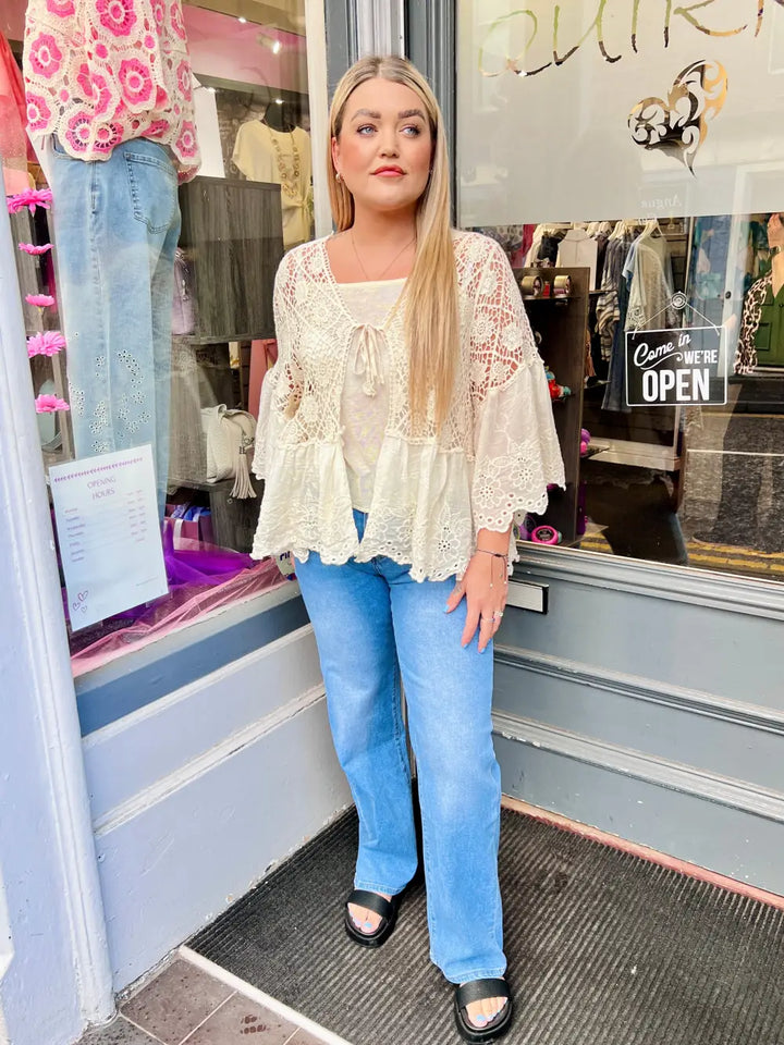 Orla Lacey Tie Cardigan BEIGE - Knitwear