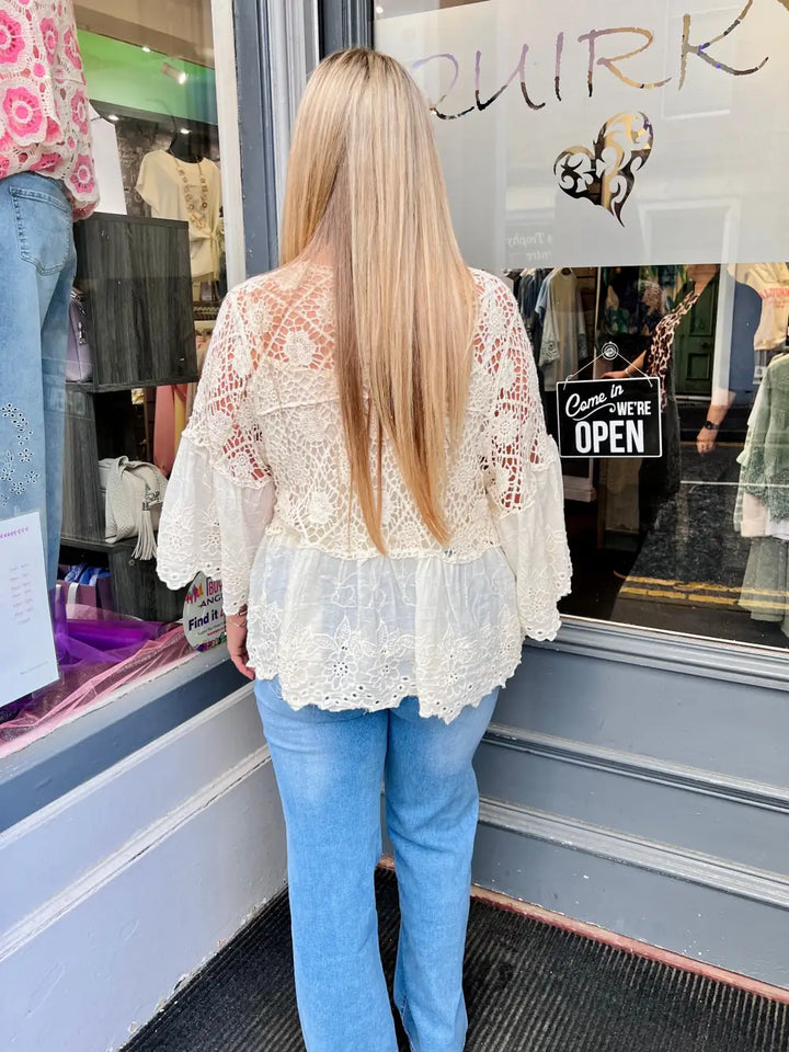 Orla Lacey Tie Cardigan BEIGE - Knitwear