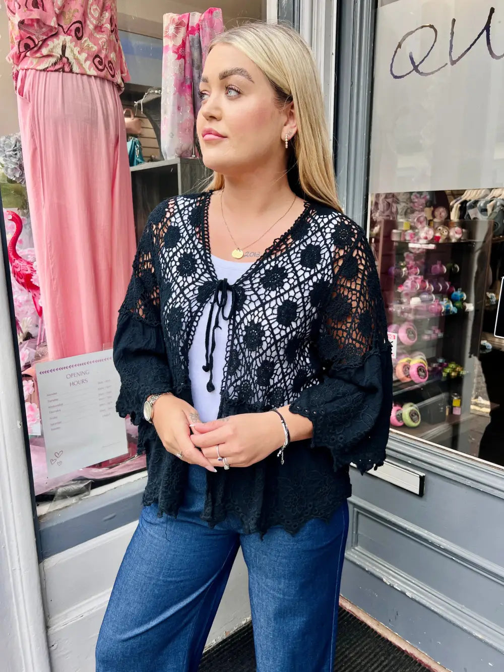 Orla Lacey Tie Cardigan BLACK