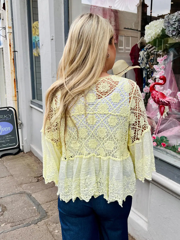 Orla Lacey Tie Cardigan LEMON