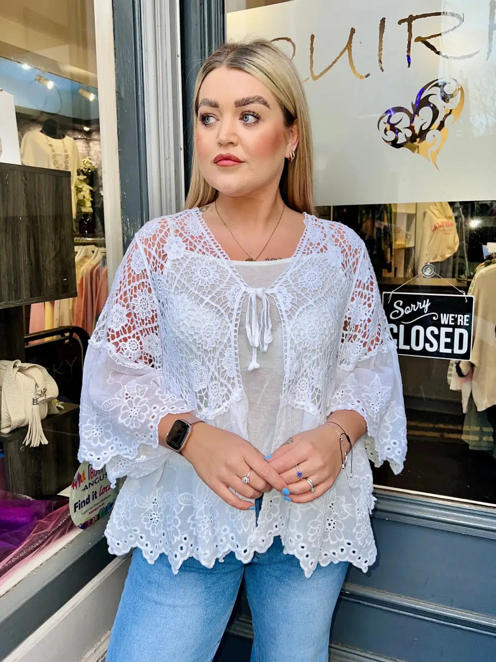 Orla Lacey Tie Cardigan WHITE - Knitwear