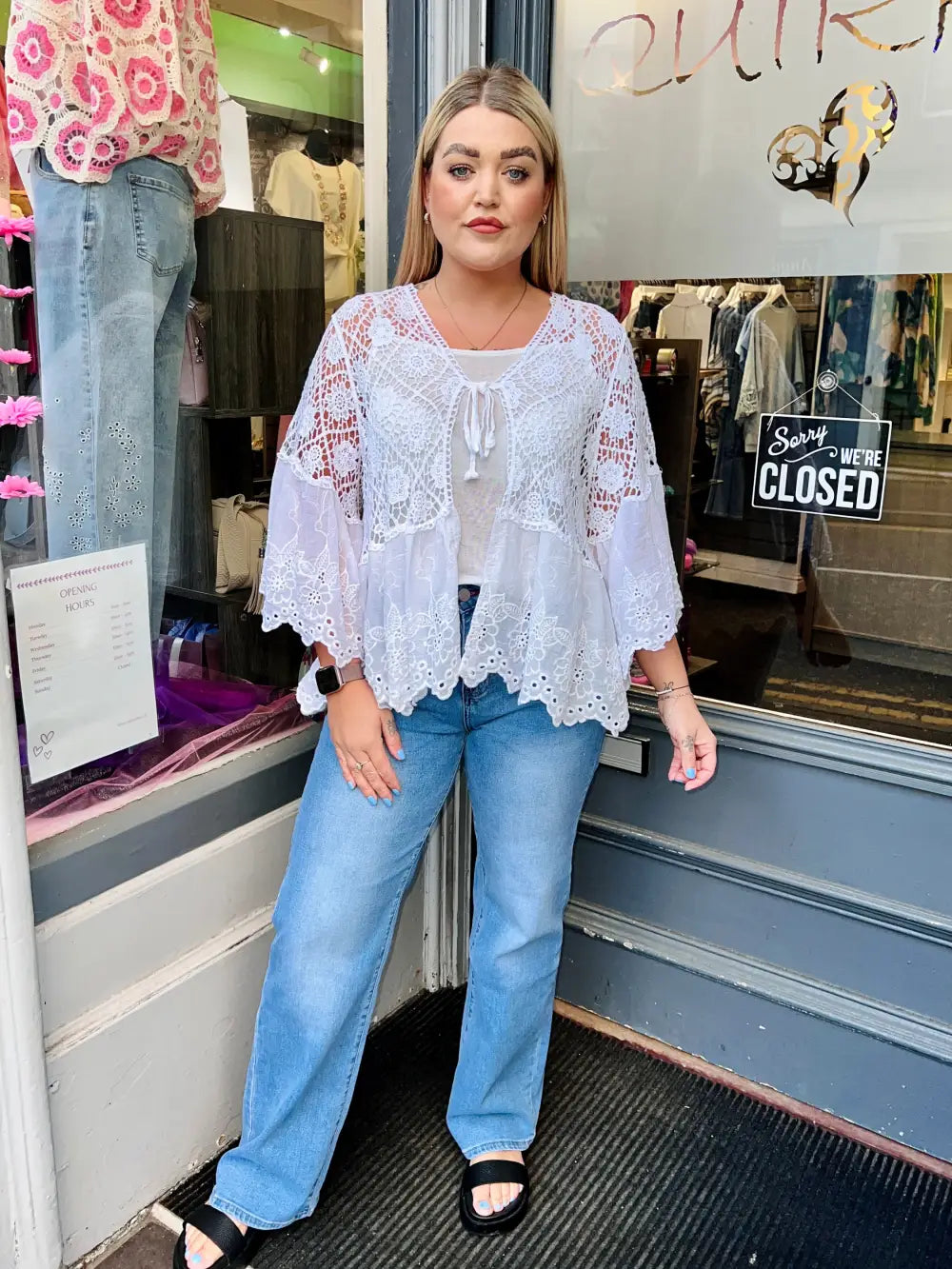 Orla Lacey Tie Cardigan WHITE - Knitwear