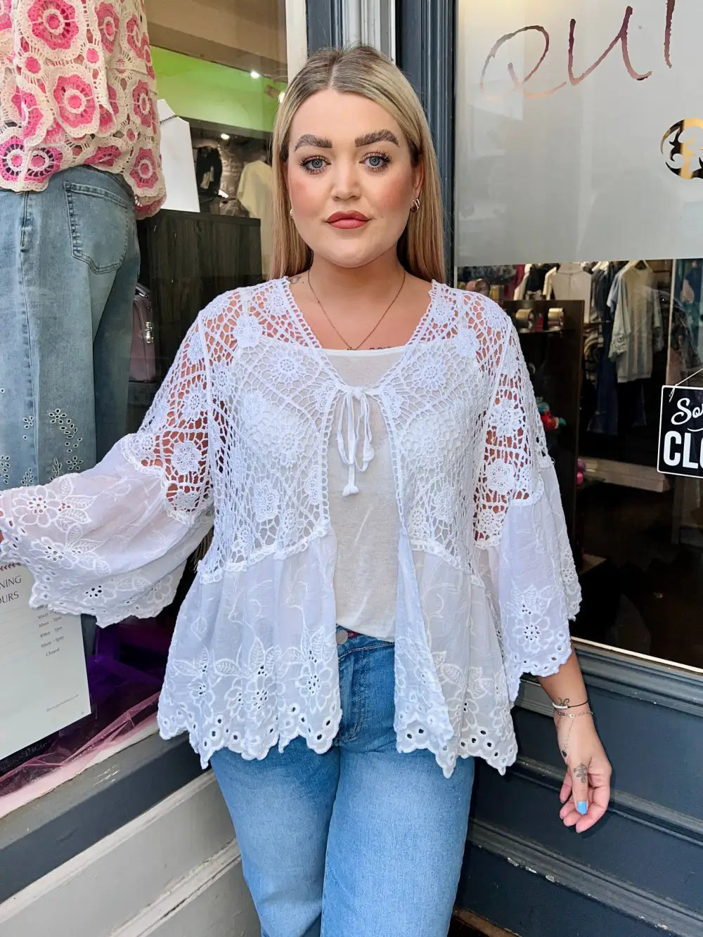 Orla Lacey Tie Cardigan WHITE - Knitwear