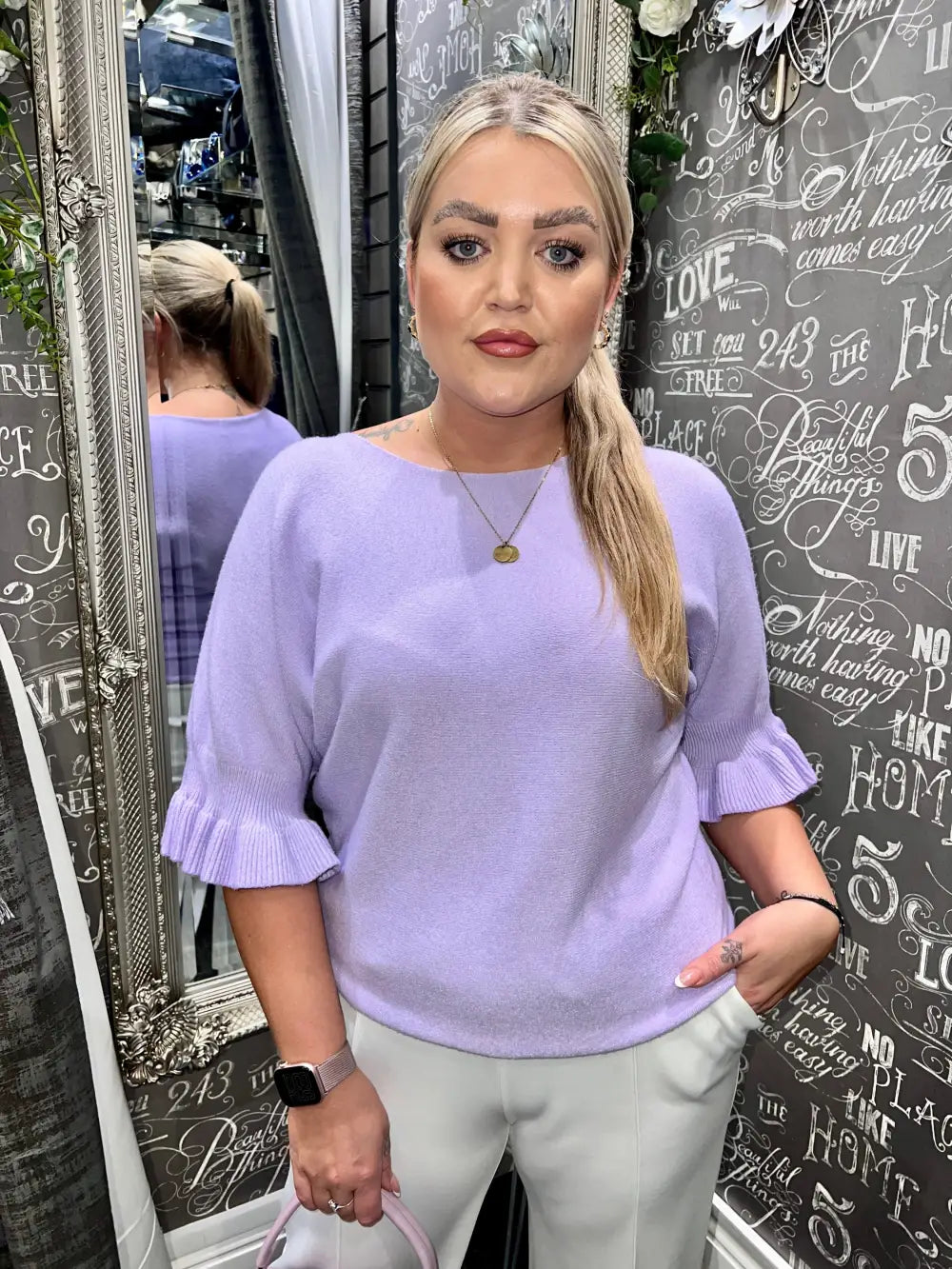 Paige Frill Sleeve Knit LILAC