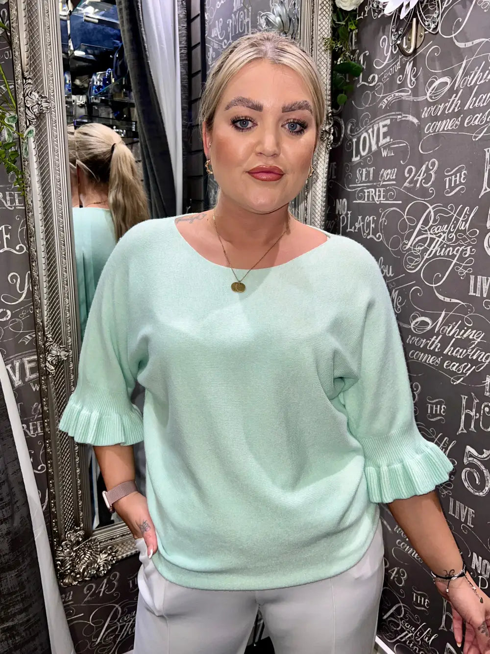 Paige Frill Sleeve Knit MINT