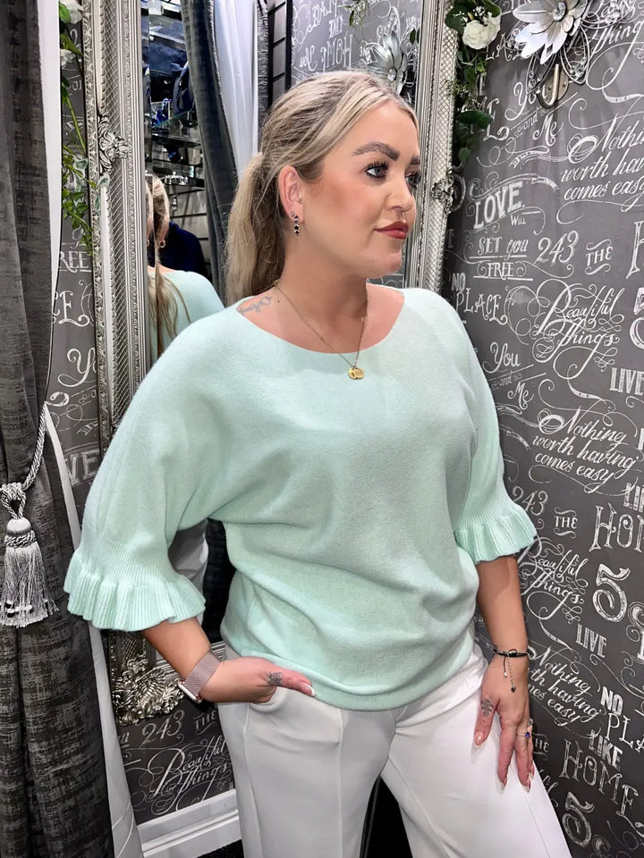 Paige Frill Sleeve Knit MINT