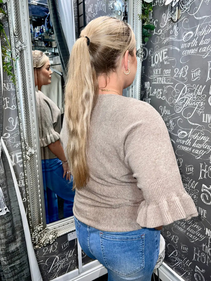 Paige Frill Sleeve Knit MOCHA