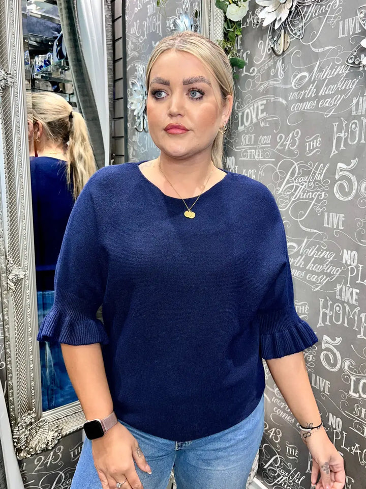 Paige Frill Sleeve Knit NAVY