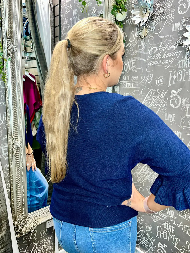 Paige Frill Sleeve Knit NAVY