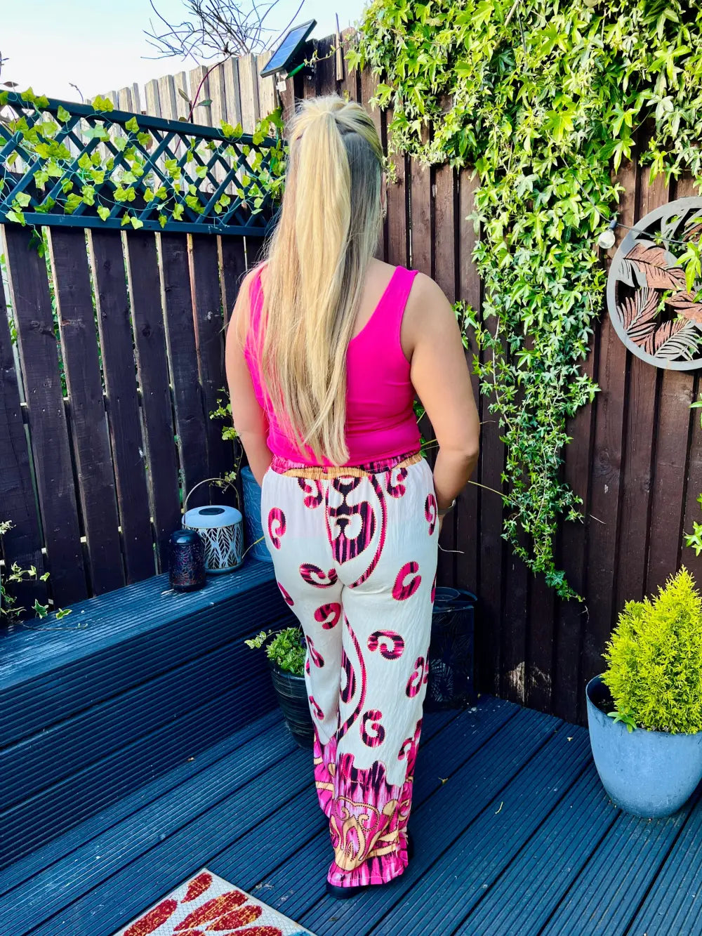Paisley Printed Wide Leg Trousers CERISE