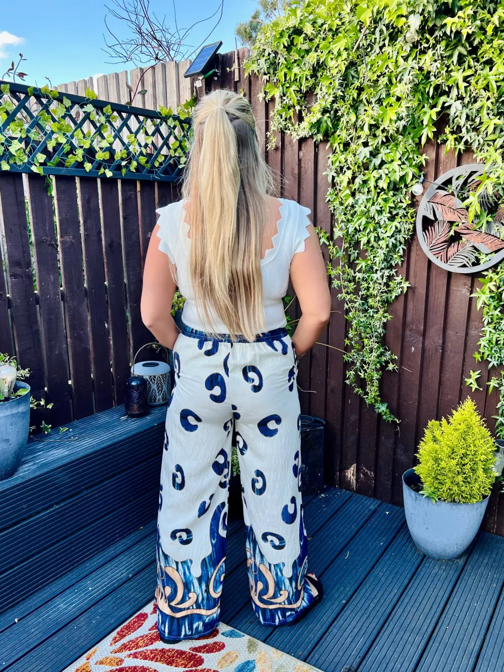 Paisley Printed Wide Leg Trousers NAVY
