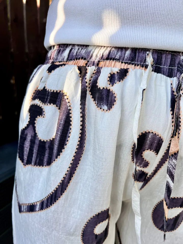 Paisley Printed Wide Leg Trousers PURPLE