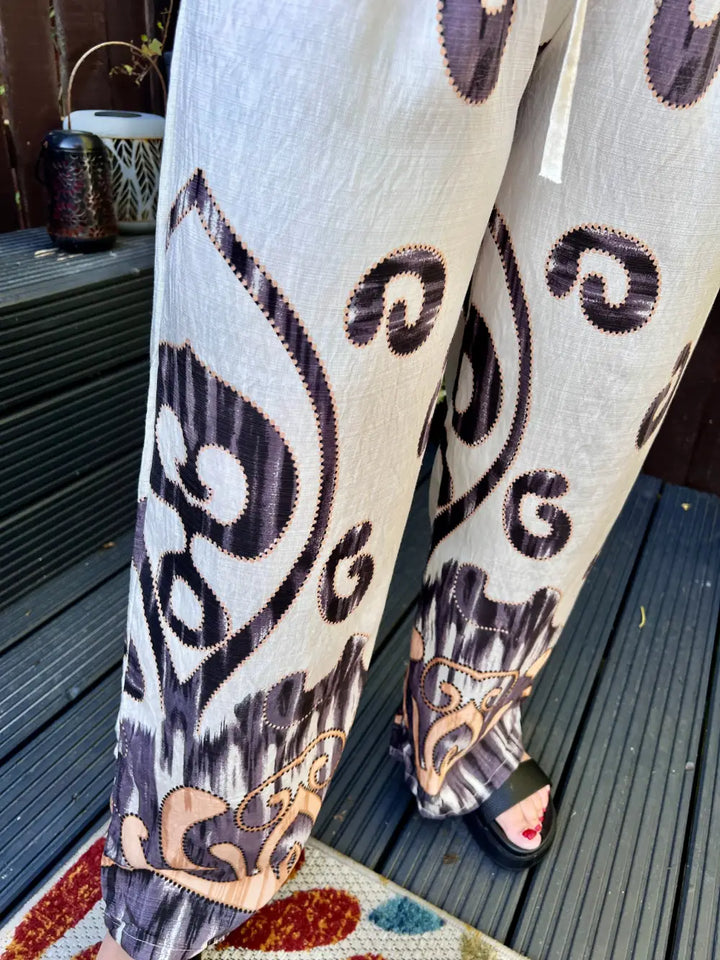 Paisley Printed Wide Leg Trousers PURPLE