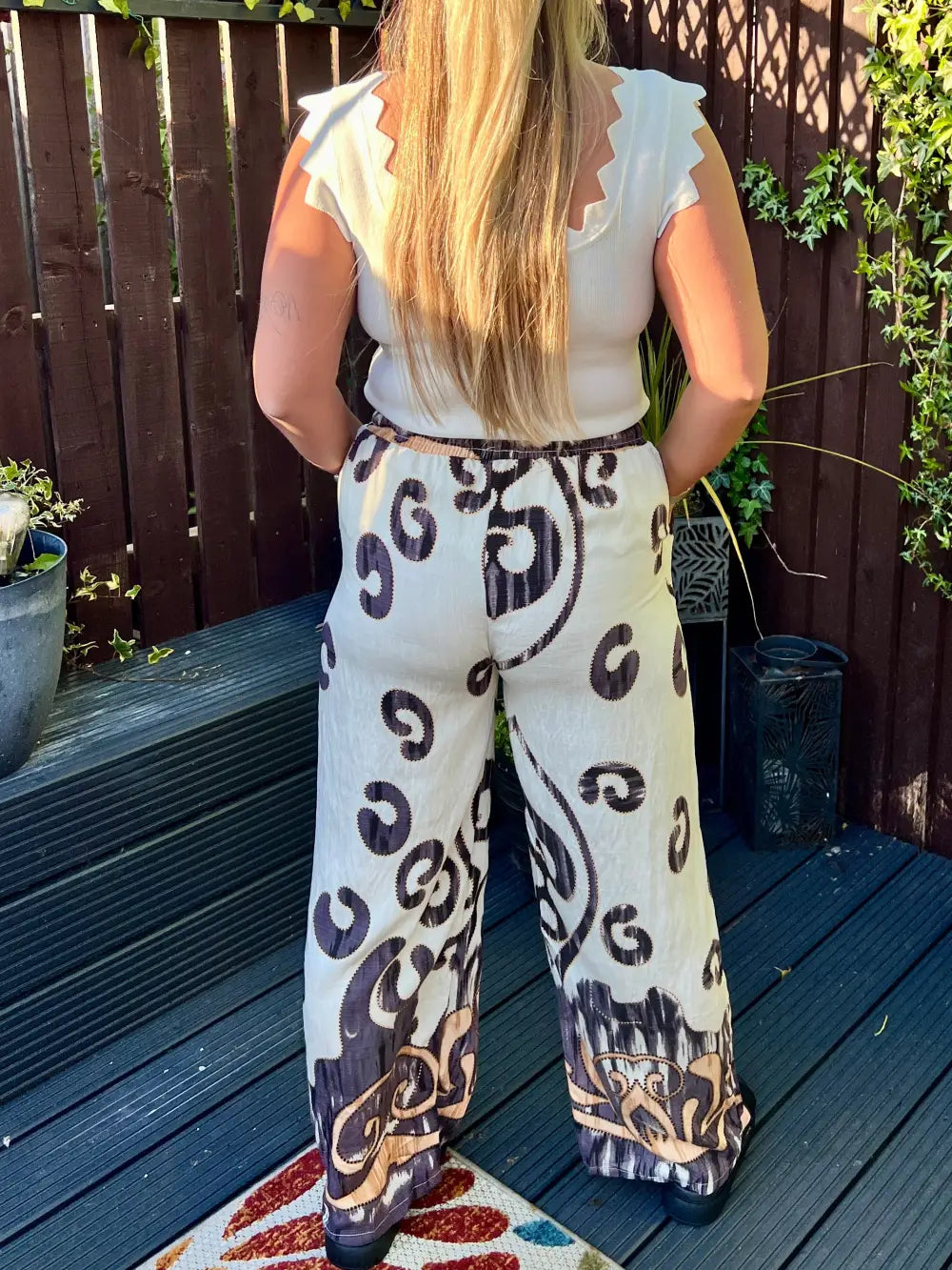 Paisley Printed Wide Leg Trousers PURPLE