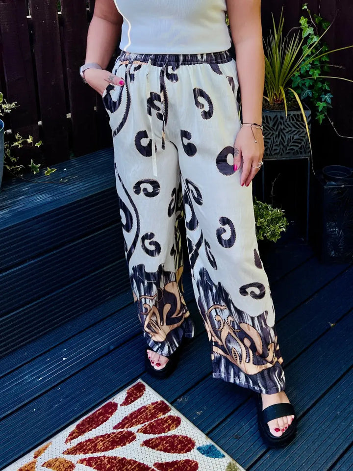 Paisley Printed Wide Leg Trousers PURPLE