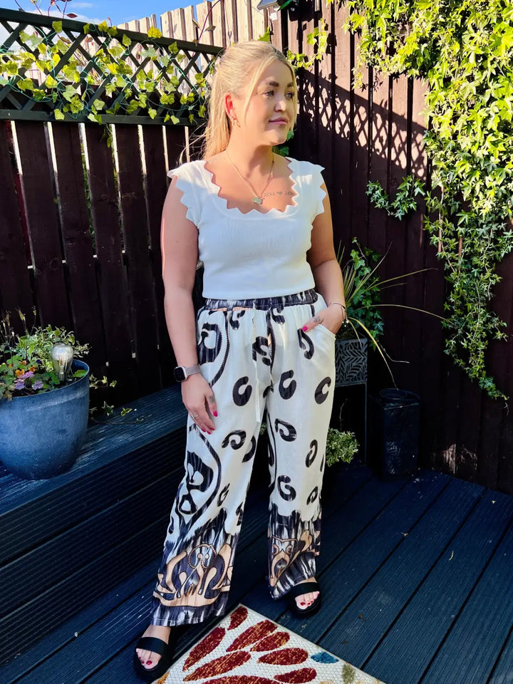 Paisley Printed Wide Leg Trousers PURPLE
