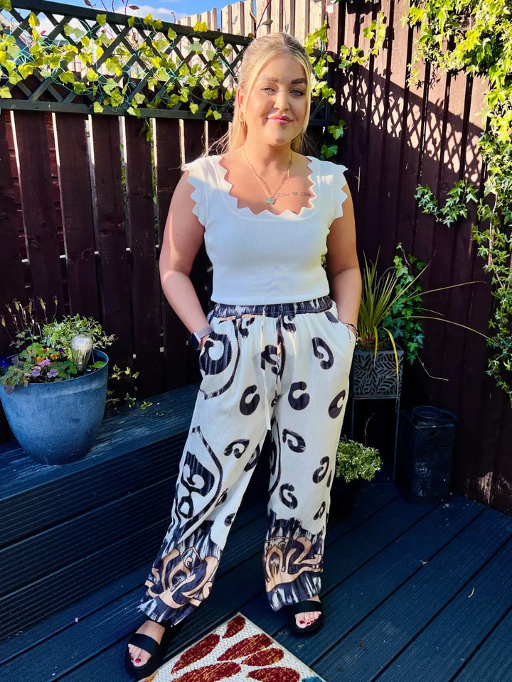 Paisley Printed Wide Leg Trousers PURPLE