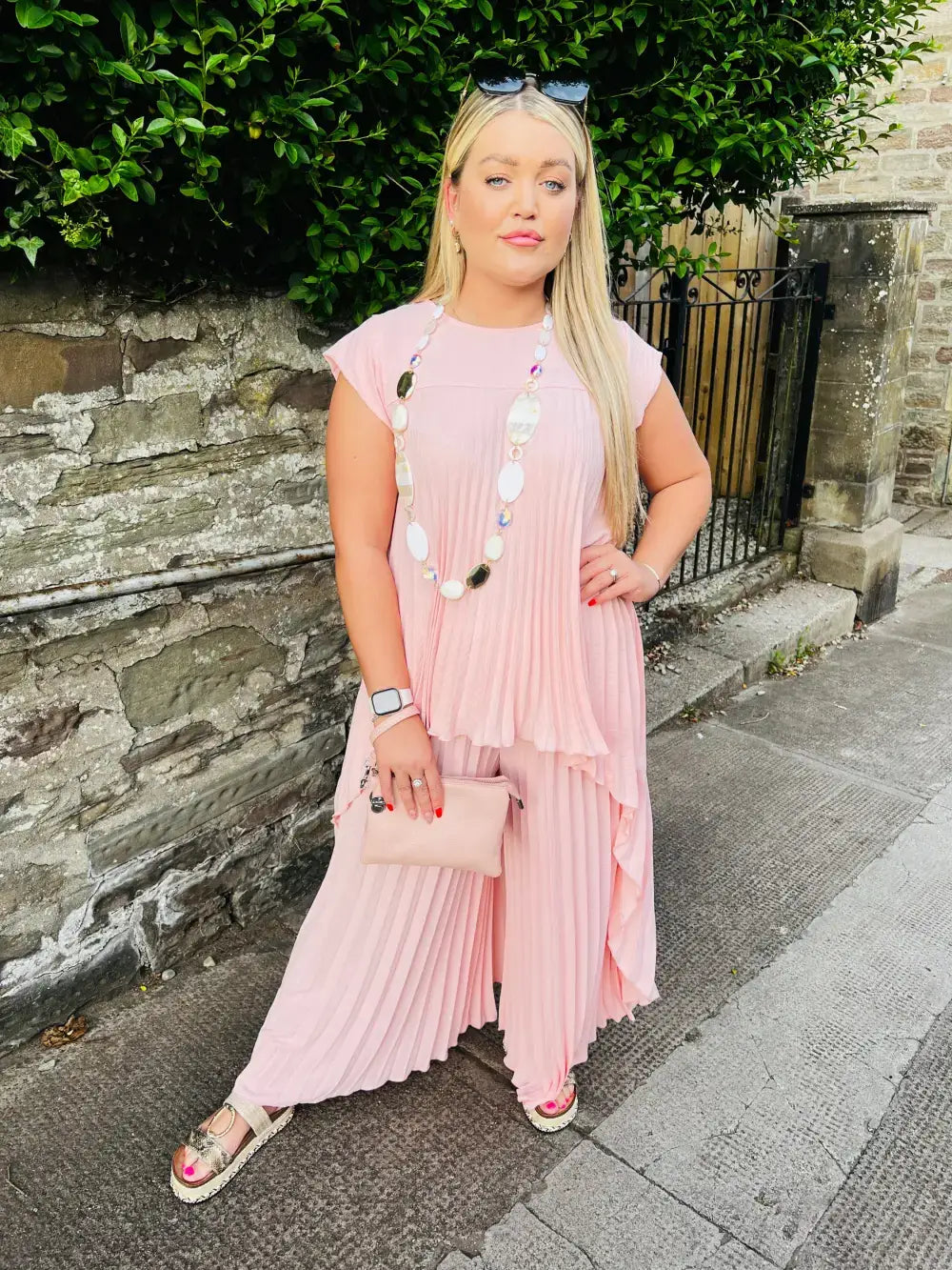 Hallie Pleated Wide Leg Trousers LIGHT PINK