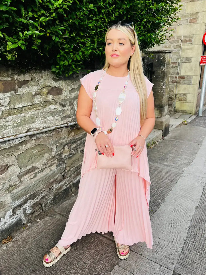 Hallie Pleated Wide Leg Trousers LIGHT PINK