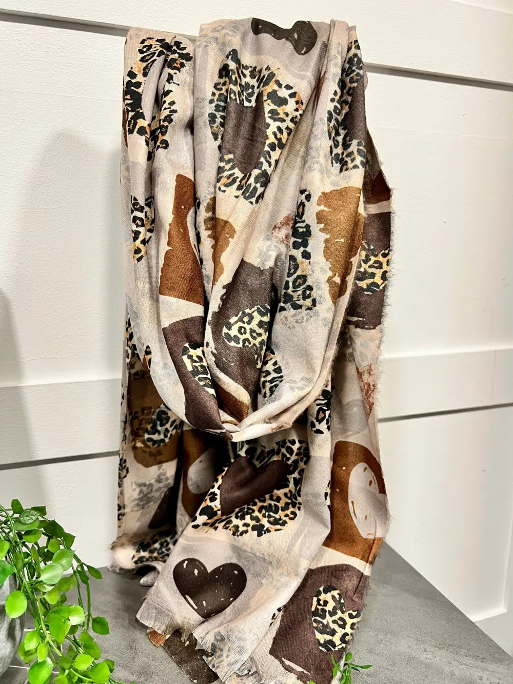 Patchwork Heart Scarf BEIGE - Scarf