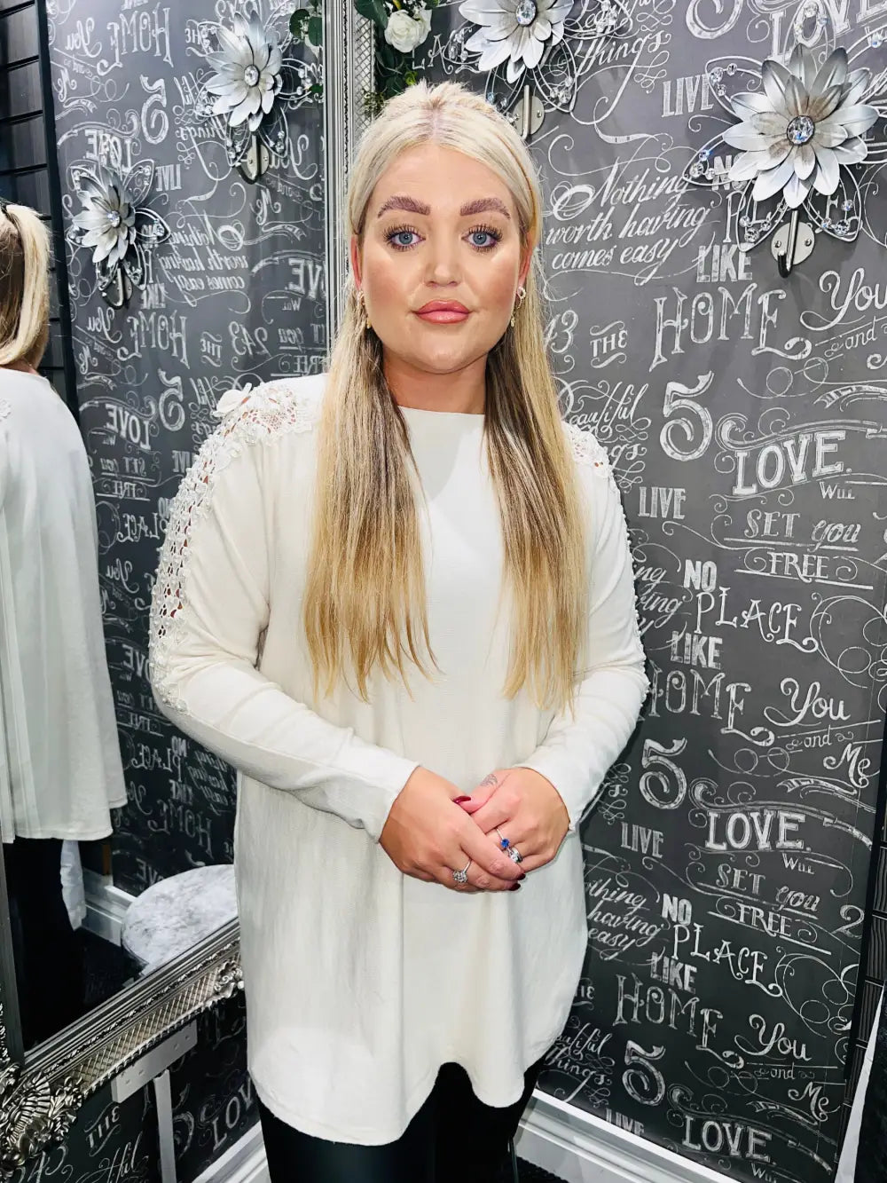 Pearl Lace Shoulder Jumper CREAM