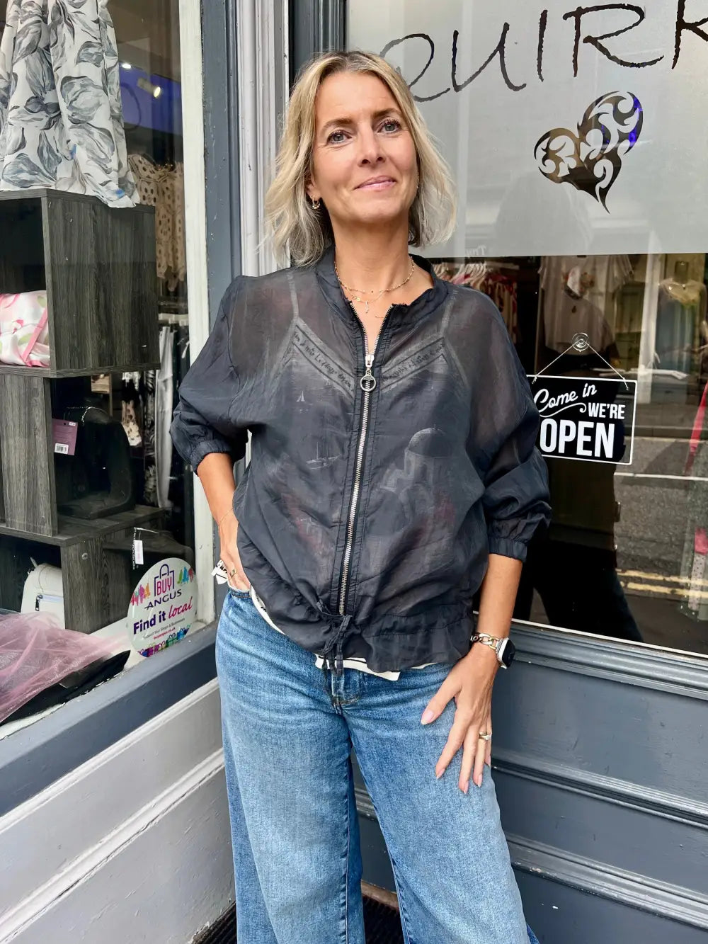Plain Mesh Bomber Jacket CHARCOAL
