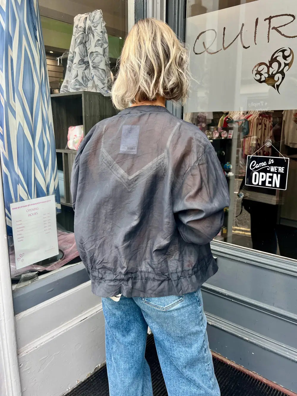 Plain Mesh Bomber Jacket CHARCOAL
