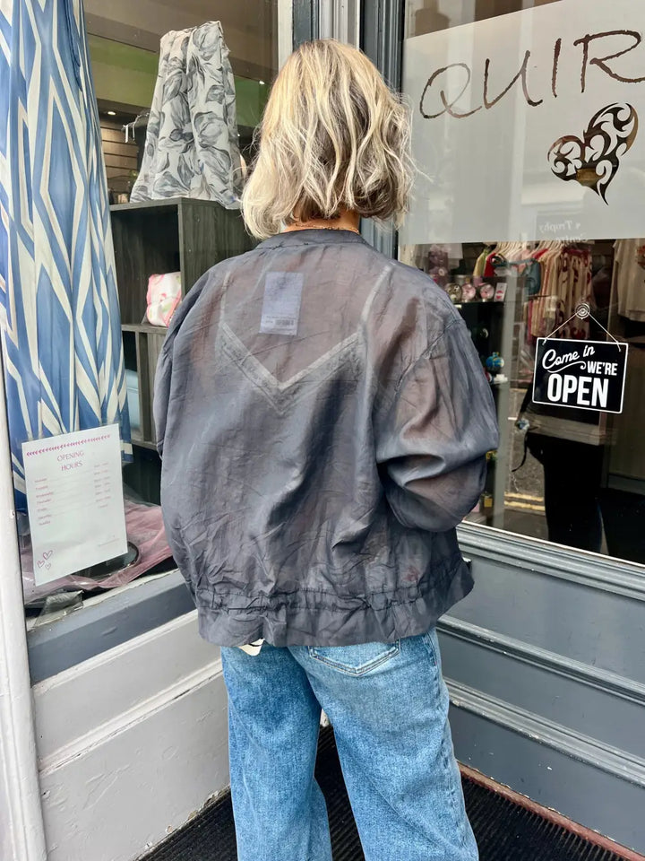 Plain Mesh Bomber Jacket CHARCOAL