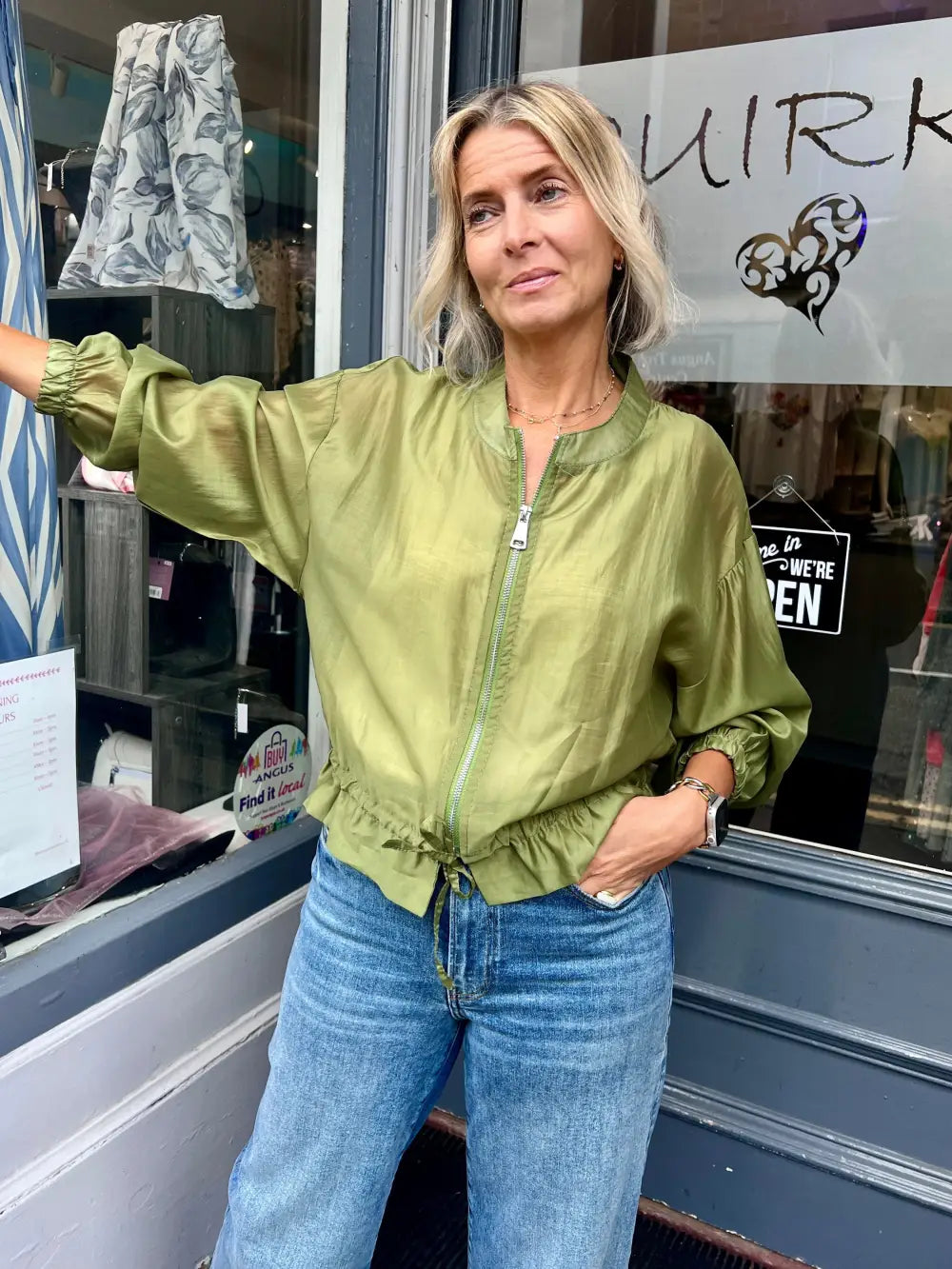 Plain Mesh Bomber Jacket OLIVE
