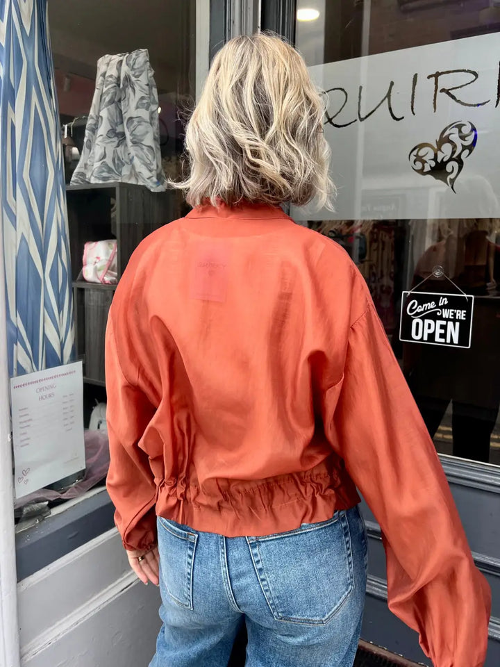 Plain Mesh Bomber Jacket RUST
