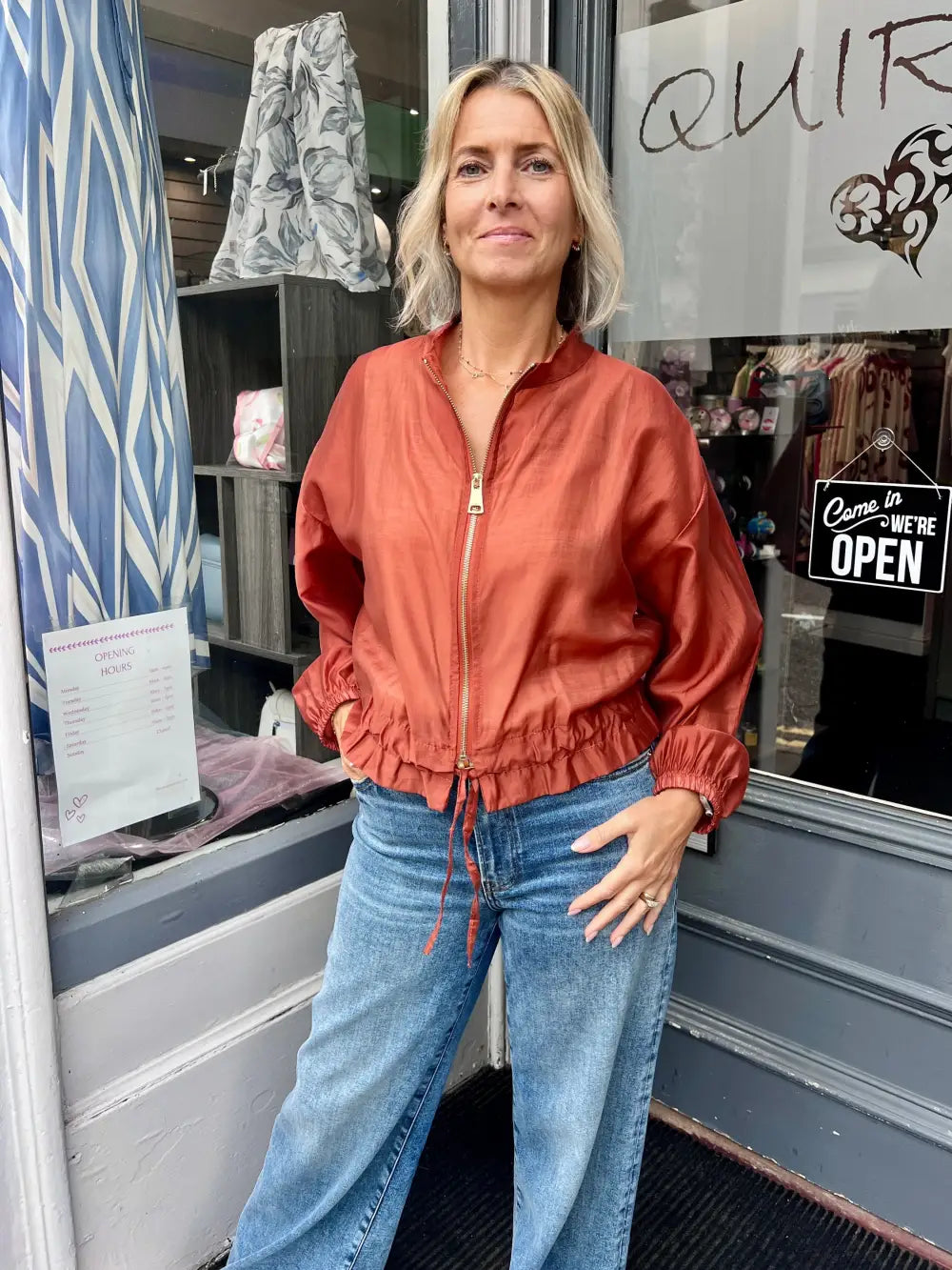 Plain Mesh Bomber Jacket RUST